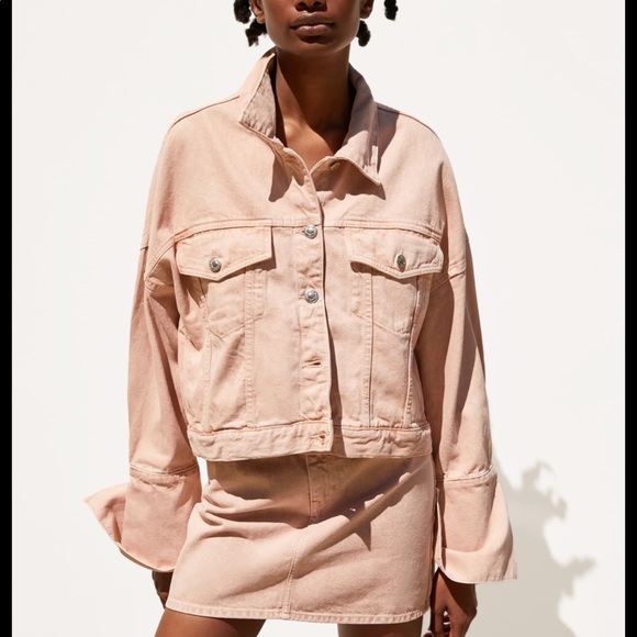 pink denim jacket zara